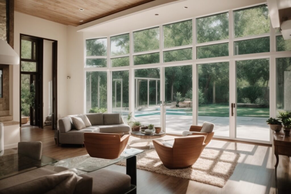 Interior of a Dallas home with sun control window film installation