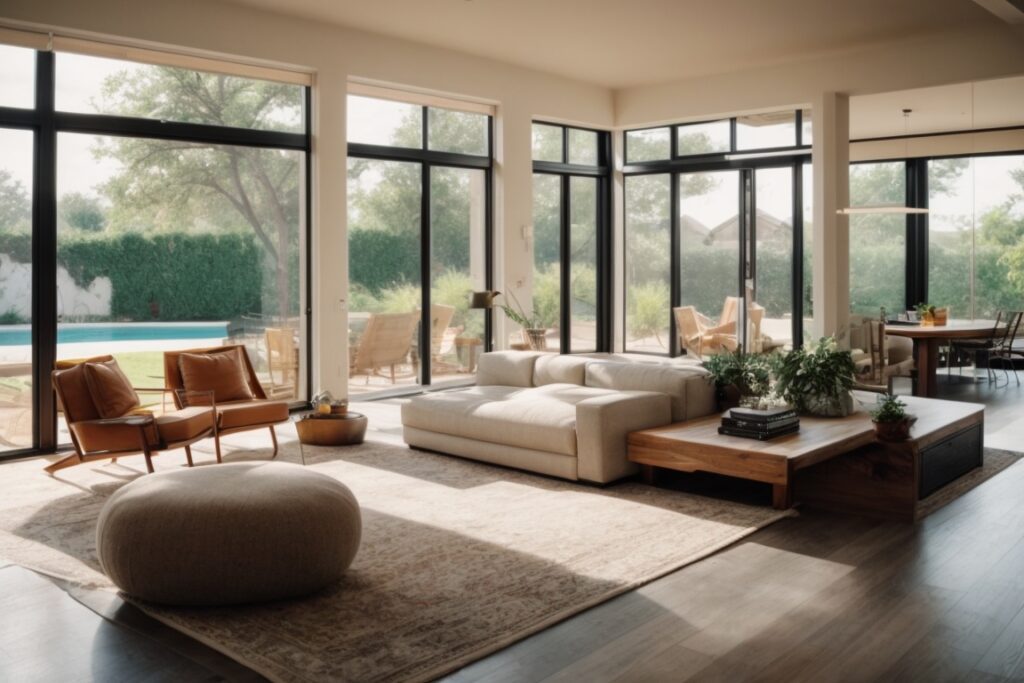 Dallas home interior with UV protection window film and cool, comfortable living space