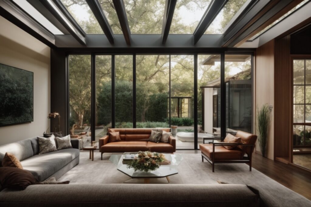 Dallas home interior with opaque windows enhancing privacy