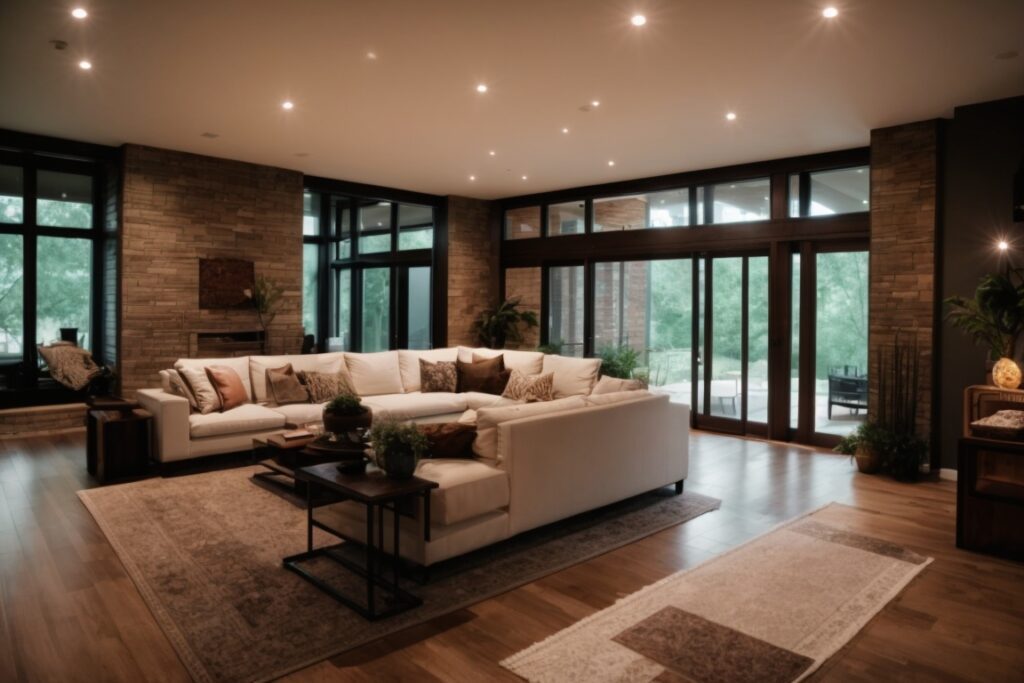 Dallas home with energy-efficient low-E window film, ambient light filling rooms without heat