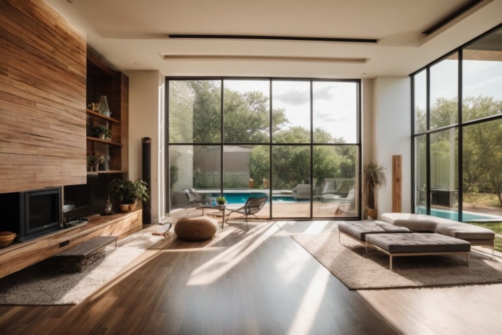 Dallas home interior with energy-efficient window film, diffusing sunlight