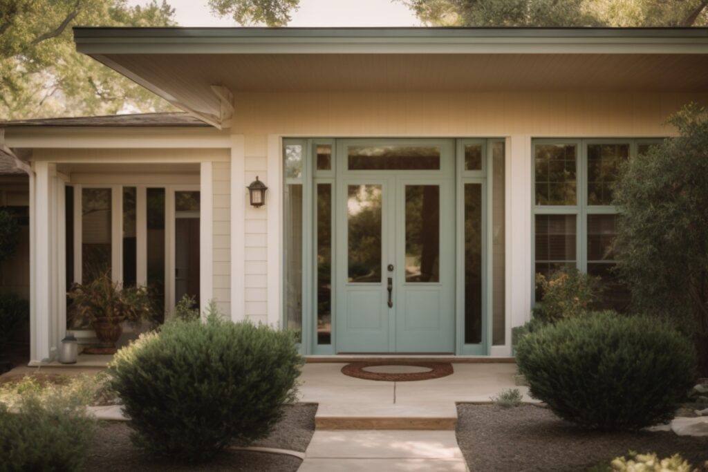 Dallas home exterior with inadequate, non-reflective windows in intense sunlight