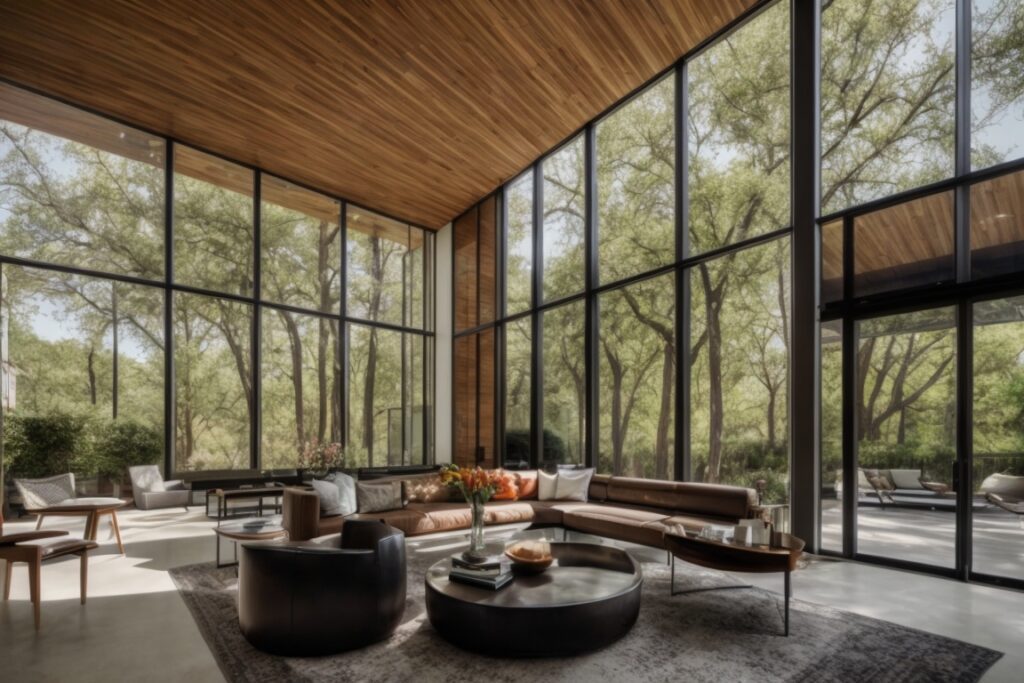 Dallas home with sleek energy efficient window films, modern interior design